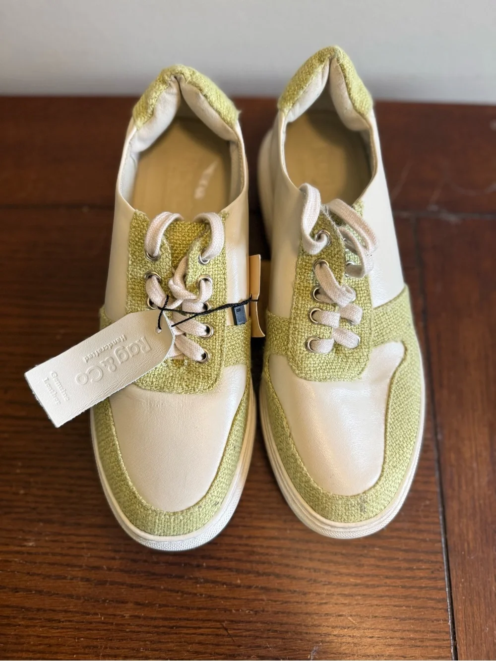 Rag & co Sneakers in Light Green fabric and White